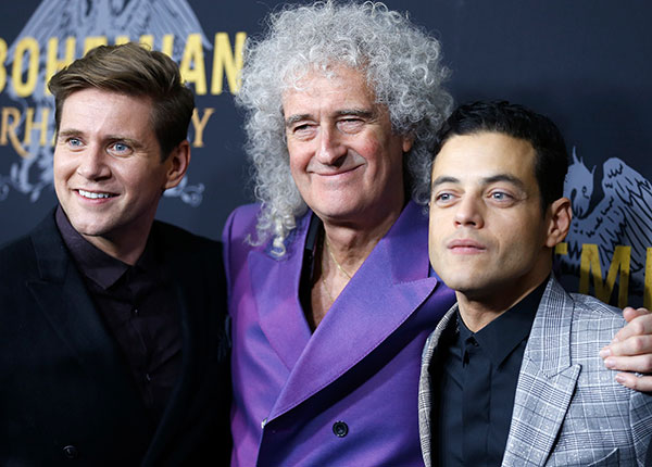 Allen Leech, Brian May and Rami Malek at 'Bohemian Rhapsody' New York premiere