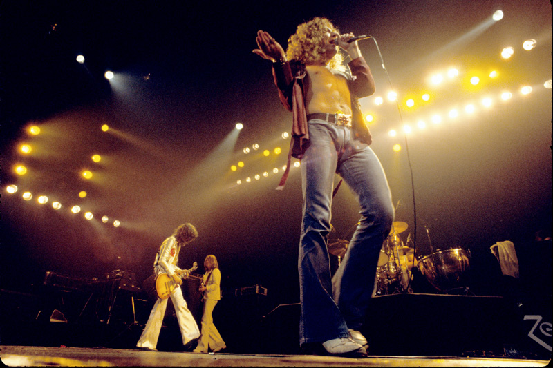 Madison Square Garden, New York on June 07 1977 L-R Jimmy Page, John Paul Jones, Robert Plant, John Bonham (Photo by Richard E. Aaron/Redferns)